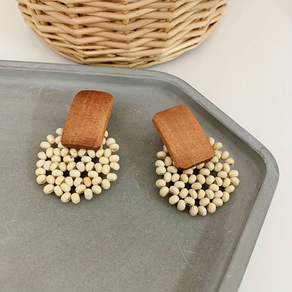 Vintage Rounded Brown Earrings
