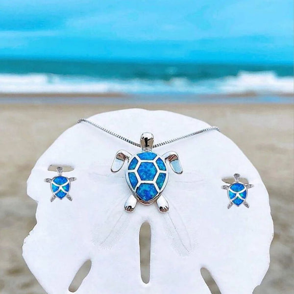 Opal Sea Turtle Jewelry Set