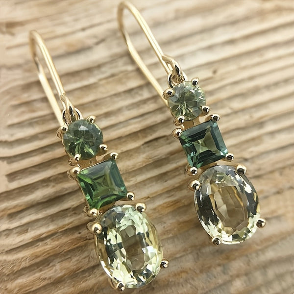 Olive Green Irregular Geometric Drop Earrings