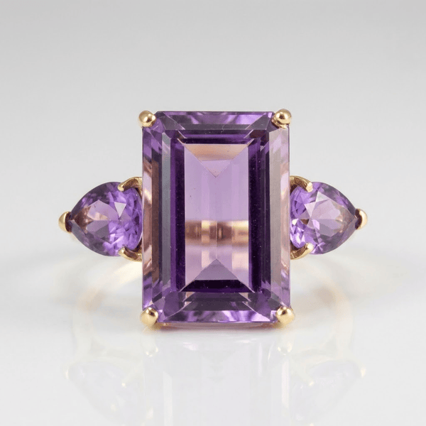 Amethyst Tourmaline Crystal Gold Ring