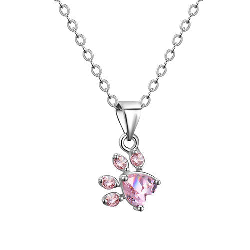 Rose Gold Paw Jewelry Set | 4 Pieces with Zirconia Heart (Ring, Necklace, Earrings, Bracelet)