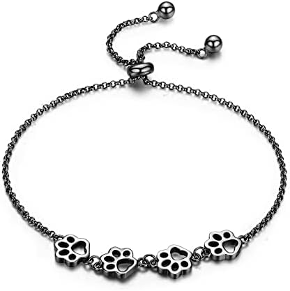 Sterling Silver Paw Print Bracelet | Adjustable Fit