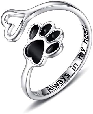 Handcrafted Paw & Heart Ring | Adjustable 925 Sterling Silver