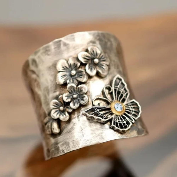 Vintage Silver Plated Flower Ring