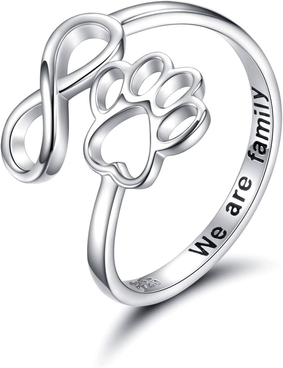 Handcrafted Paw & Heart Ring | Adjustable 925 Sterling Silver