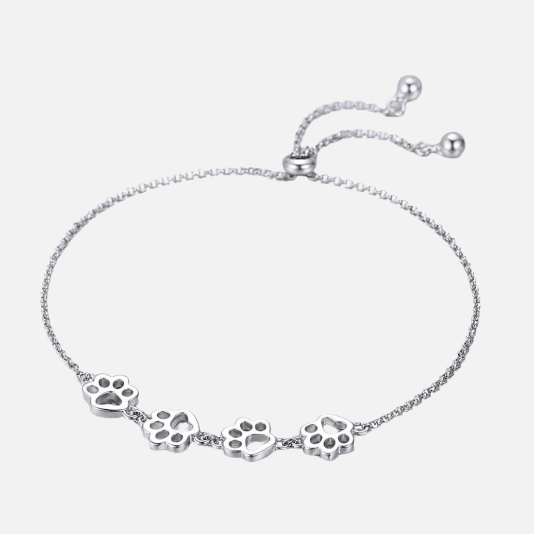 Sterling Silver Paw Print Bracelet | Adjustable Fit
