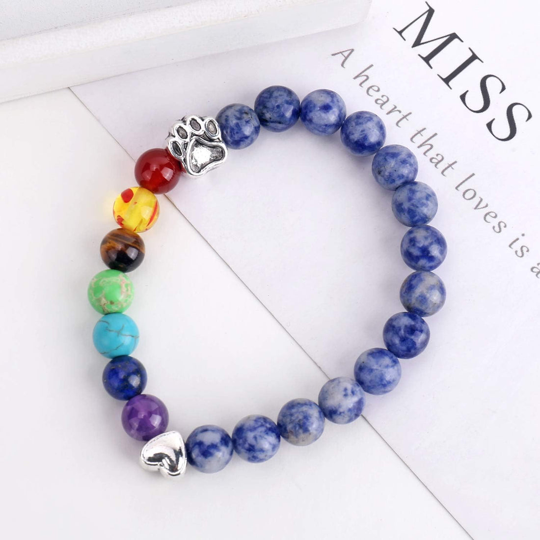 Rainbow Bridge Memorial Bracelet | 7 Chakra Bead Gift for Pet Loss