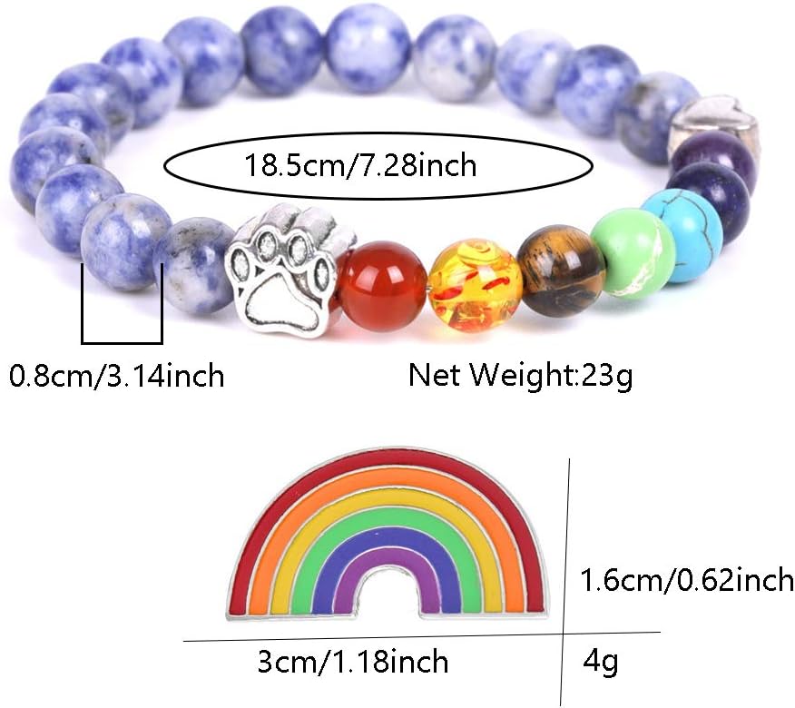 Rainbow Bridge Memorial Bracelet | 7 Chakra Bead Gift for Pet Loss
