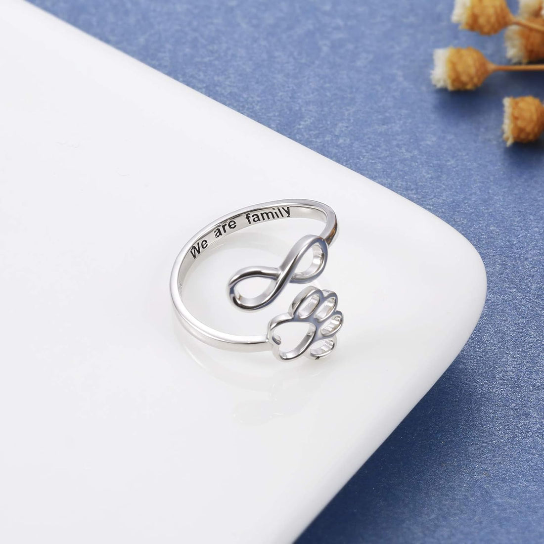 Handcrafted Paw & Heart Ring | Adjustable 925 Sterling Silver