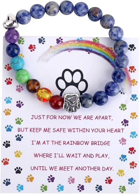 Rainbow Bridge Memorial Bracelet | 7 Chakra Bead Gift for Pet Loss