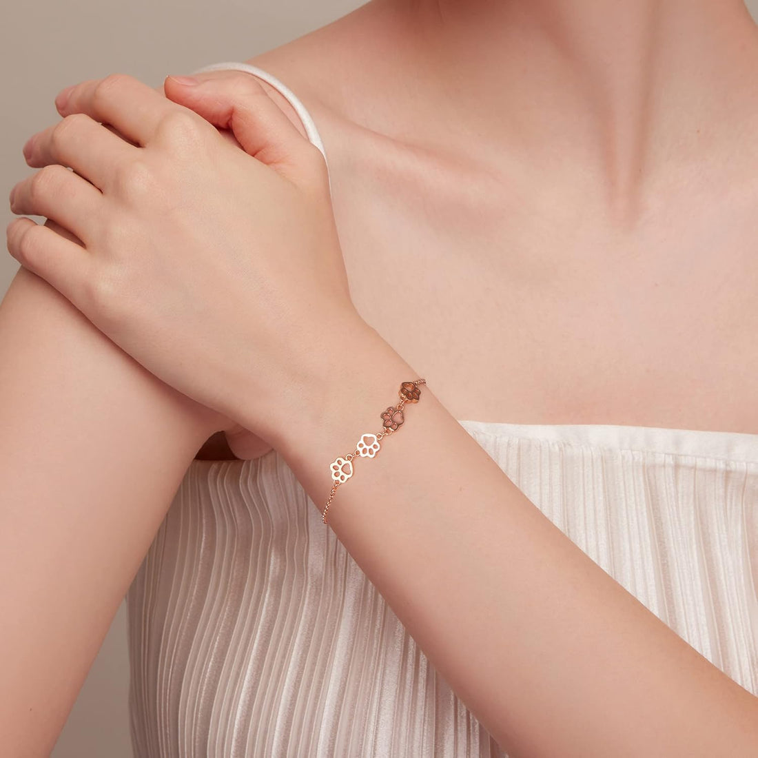 Sterling Silver Paw Print Bracelet | Adjustable Fit