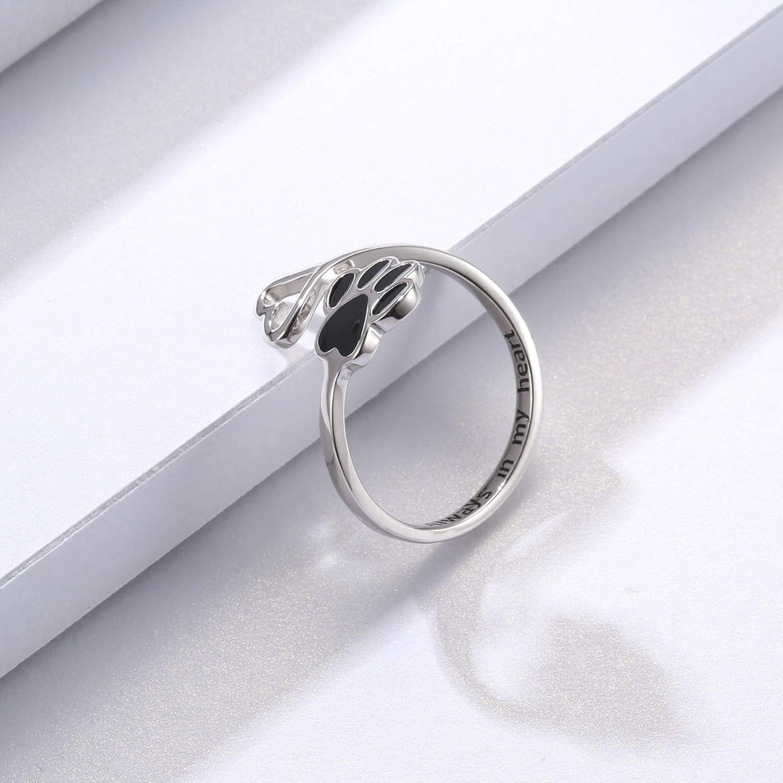 Handcrafted Paw & Heart Ring | Adjustable 925 Sterling Silver