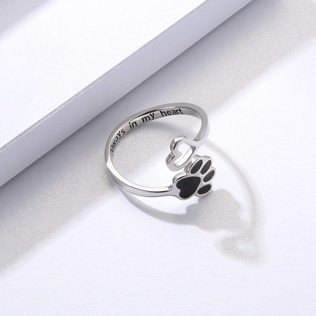 Handcrafted Paw & Heart Ring | Adjustable 925 Sterling Silver