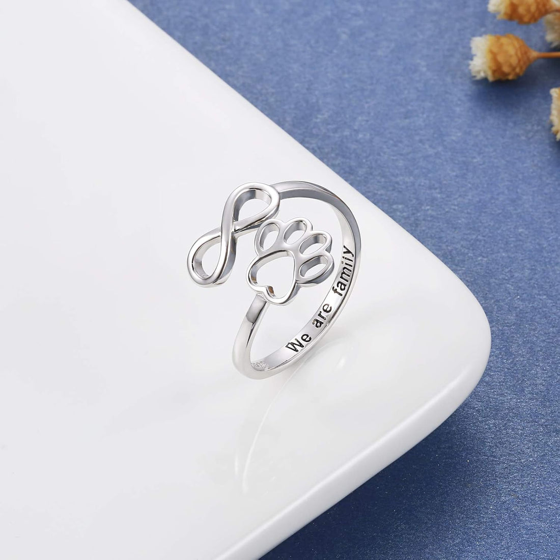 Handcrafted Paw & Heart Ring | Adjustable 925 Sterling Silver