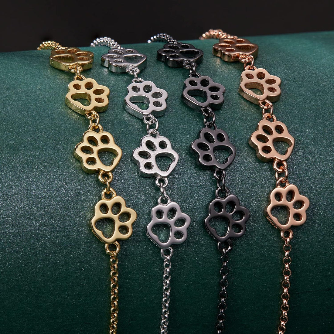 Sterling Silver Paw Print Bracelet | Adjustable Fit