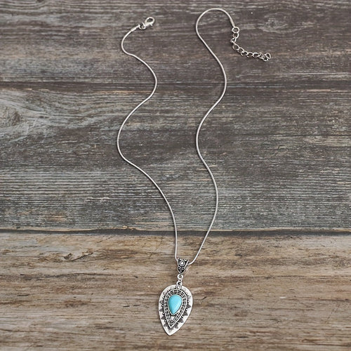 Arlisse Turquoise Teardrop Necklace | White Gold