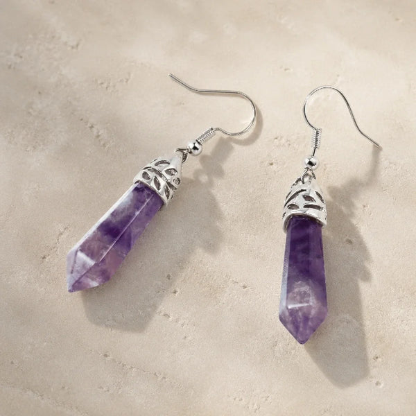 Amethyst Crystal Drop Earrings
