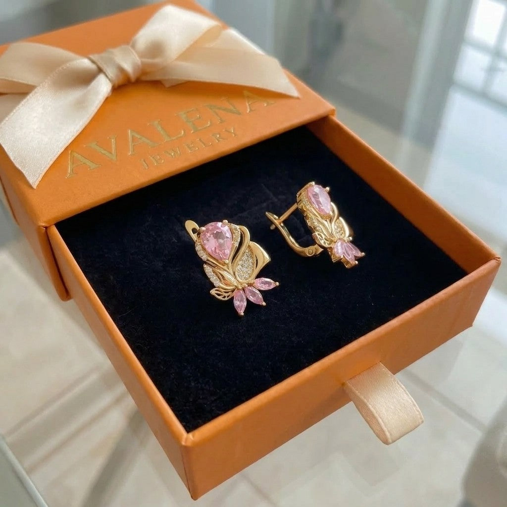 Amorette Rosepetal Earrings | Rose Gold