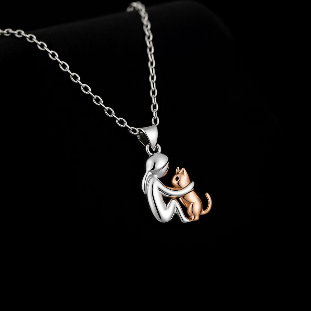 Cat Hug Pendant Necklace with Bonus Earrings | Limited Time Offer
