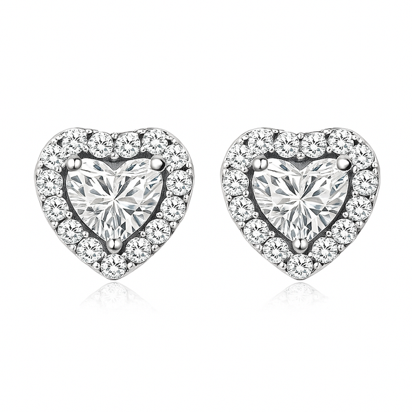 Luna Heart Earrings | White Gold