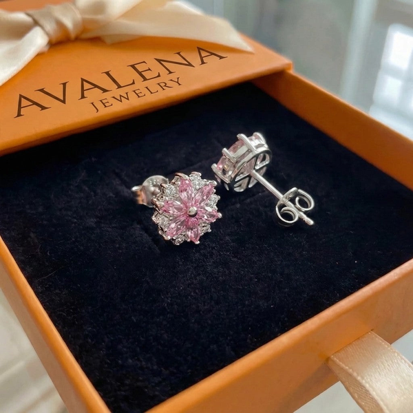 Cherry Blossom Earrings | White Gold