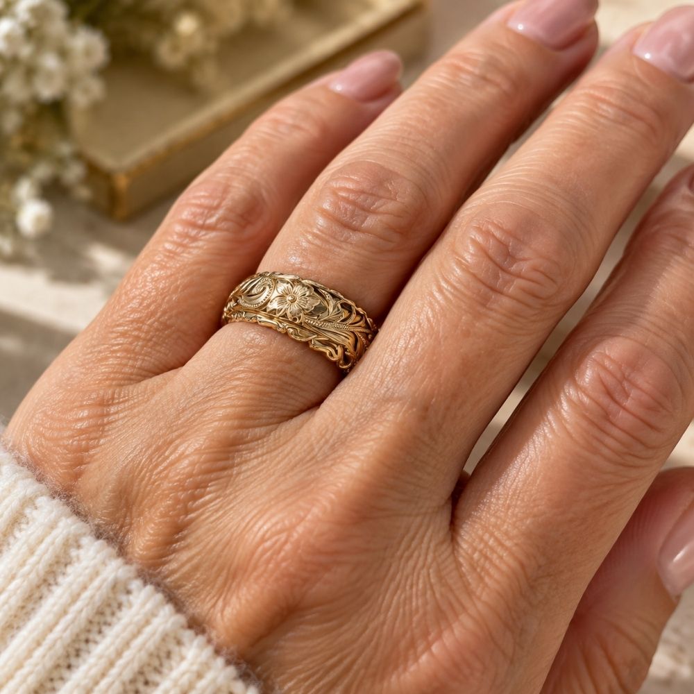Antique Gold Flower Ring