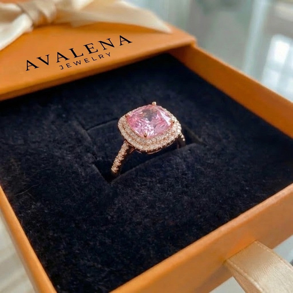Cushion Pink Sapphire Ring | Rose Gold