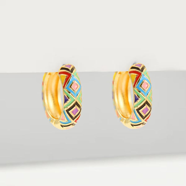 Vintage Colorful Hoop Earrings