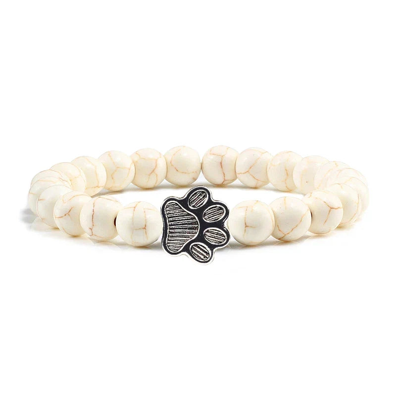 Beaded Paw Bracelet | Natural Stone Design