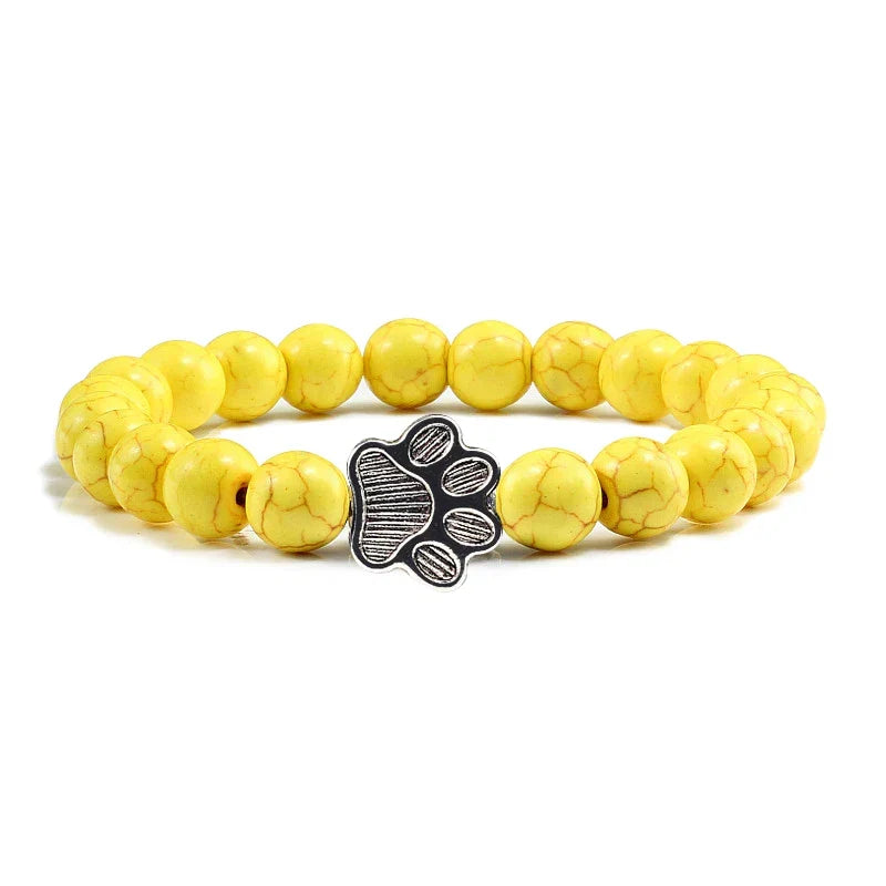 Beaded Paw Bracelet | Natural Stone Design