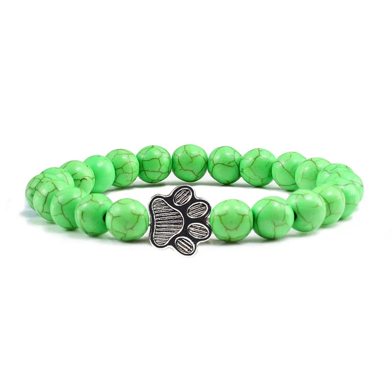 Beaded Paw Bracelet | Natural Stone Design