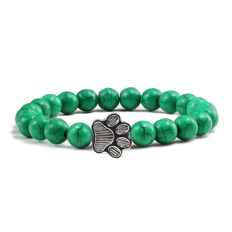 Beaded Paw Bracelet | Natural Stone Design