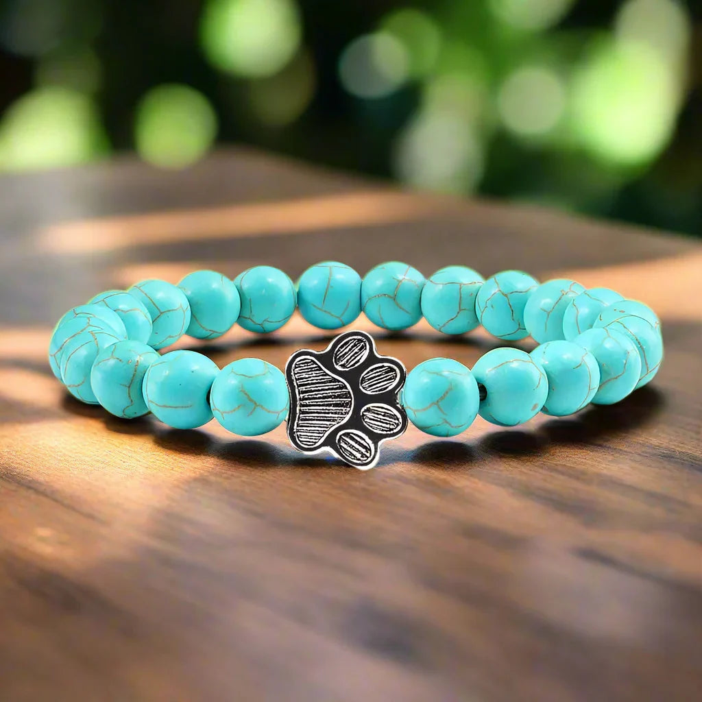 Beaded Paw Bracelet | Natural Stone Design