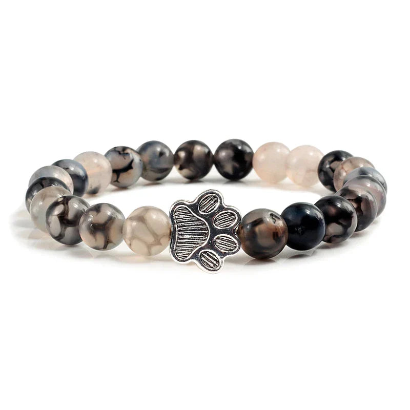 Beaded Paw Bracelet | Natural Stone Design
