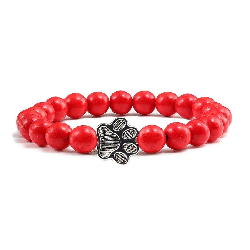 Beaded Paw Bracelet | Natural Stone Design