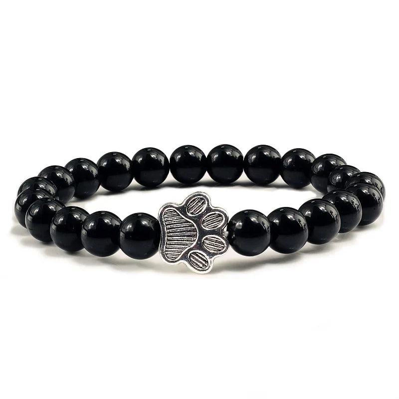Beaded Paw Bracelet | Natural Stone Design