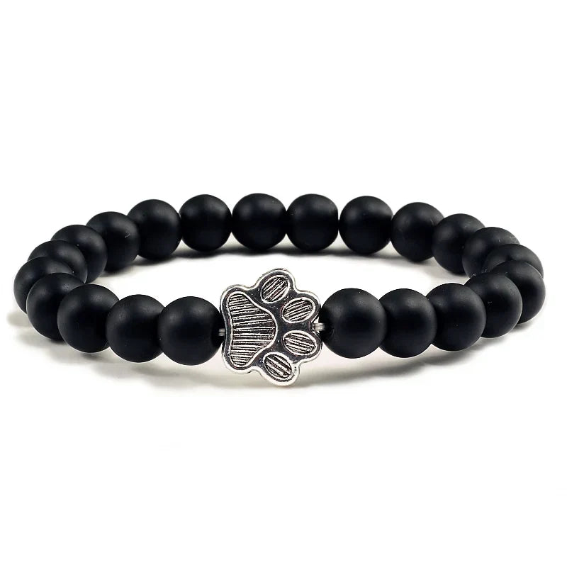 Beaded Paw Bracelet | Natural Stone Design