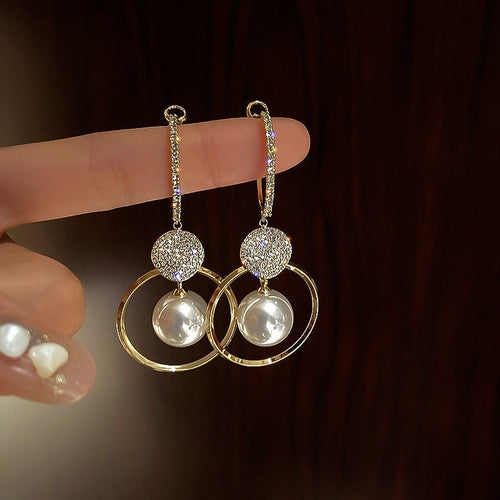 Earrings with Cultured Pearls and Embellished Balls