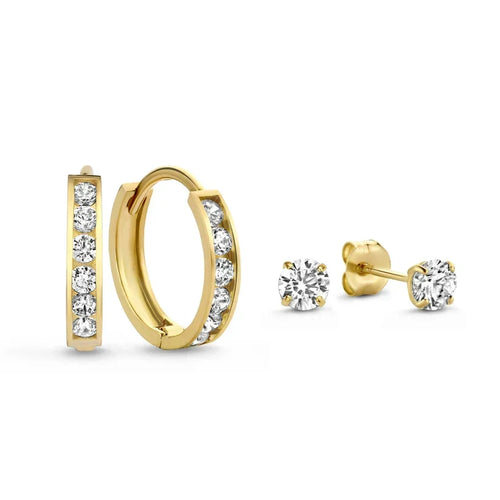 Dara Brillane Stone Earrings Set | White Gold