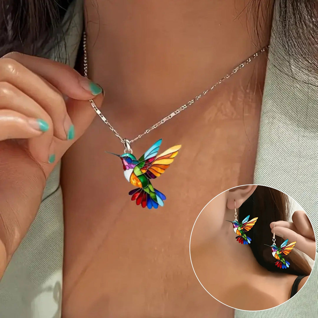 Beautiful Hummingbird Necklace with Bonus Earrings | Limited Time Offer