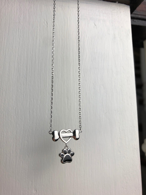 Dainty Dog Paw Necklace in Stainless Steel