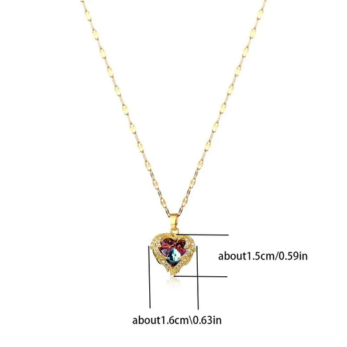 Crystal Ocean Heart Pendant Necklace