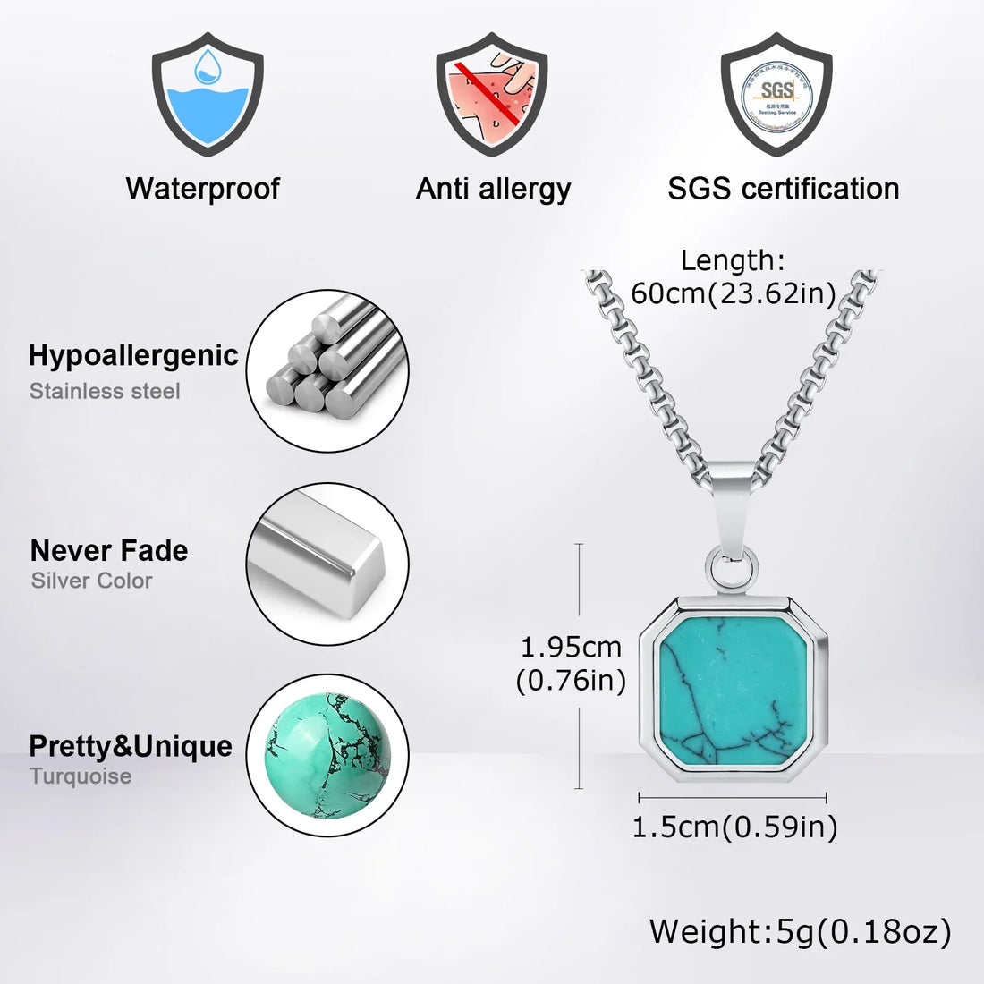 Turquoise Stone Pendant Necklace Set