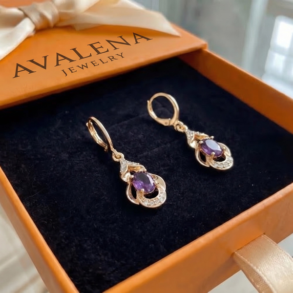 Moonlit Amethyst Teardrop Earrings | Rose Gold