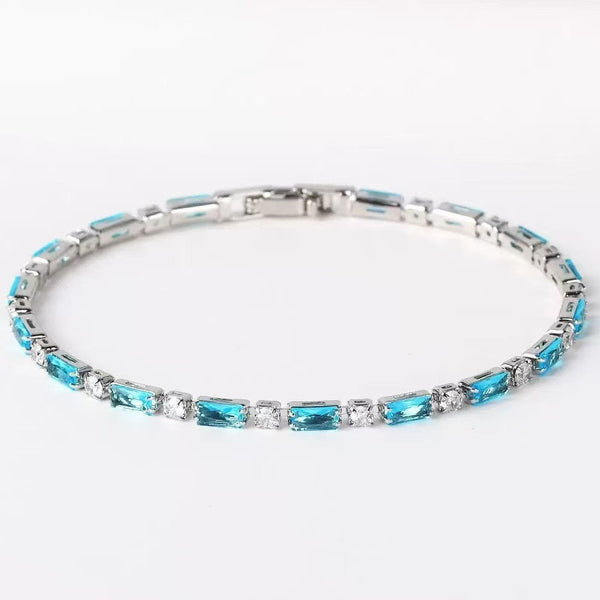 Natural Turquoise Stone Bracelet | White Gold