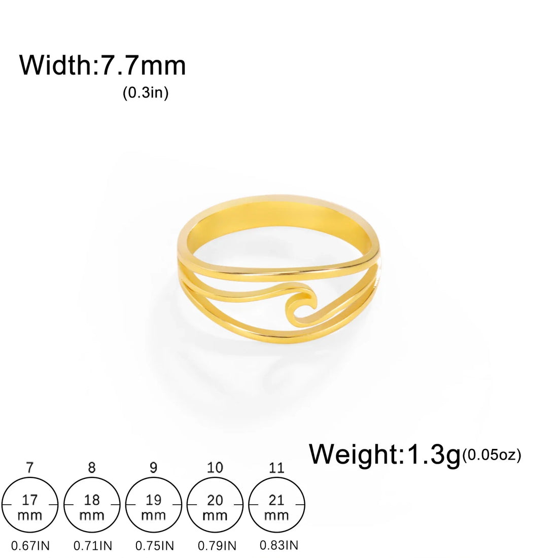 Ocean Wave Ring in Gold