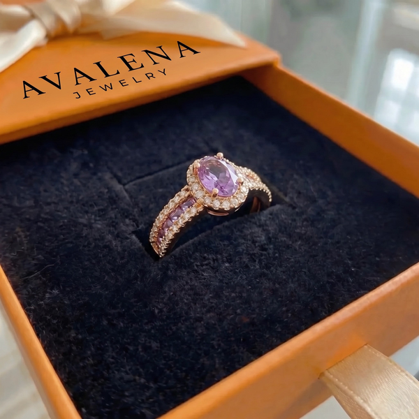 Odelia Violet Lumina Ring | Rose Gold