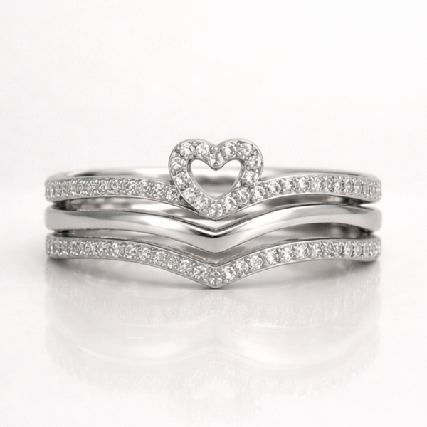 Shining Love Wish Bone Stacking Rings