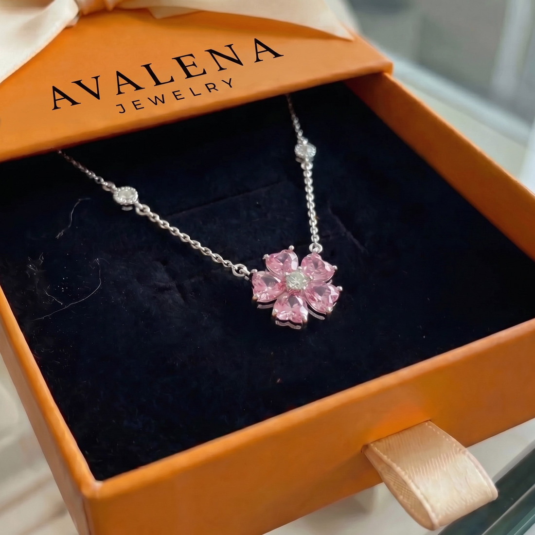 Petalglow Flower Pendant Necklace | White Gold