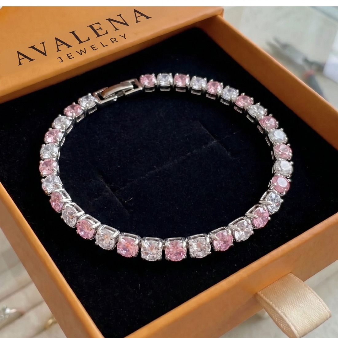 Pink Sapphire Duo Tennis Bracelet | White Gold